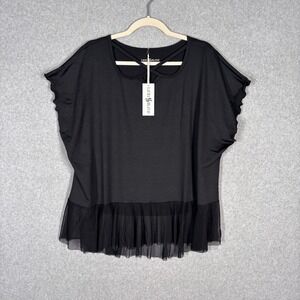 Laura Hlavac Sheer Mesh Ruffle‎ Top XL Whimsigoth Oversized Witchy Dark Fairy